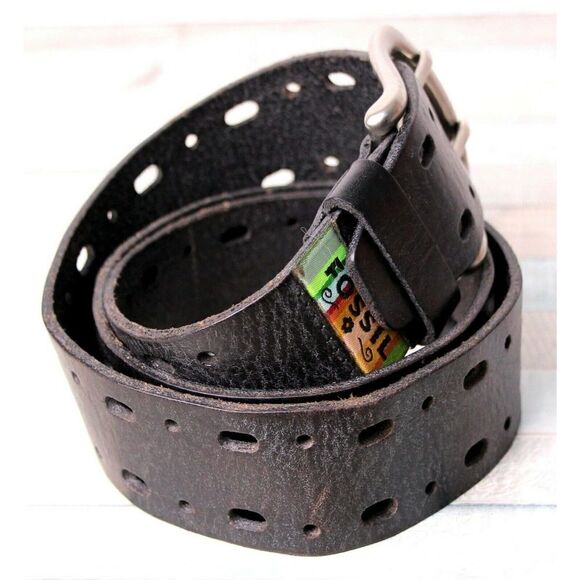 Fossil DARK BROWN GENUINE LEATHER 1.5"Wd CUT OUT CASUAL WOMEN'S BELT Sz M (X95 - Picture 5 of 11